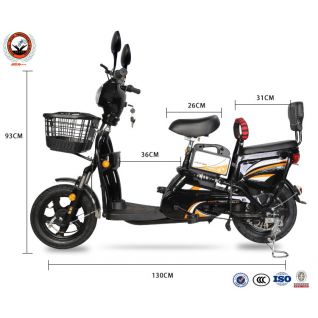 China Portable 350W Motor 14 Inch Tire 2 Wheels 30Km/H 12Ah Battery Adult Electric Bikes With Double Seat